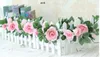 10 pcs MOQ 225 cm / 88 polegadas 6 cor opção Simulação casamento Artificial rosa flor Cane Vine para o casamento e cama de casa ou ferroviário decoração do hotel