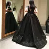 Robe de bal en dentelle noire avec des appliques, tenue de soirée perlée, grande taille, robe de soirée Sexy au dos