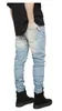 Livraison Gratuite Hommes Hi-Street Slim Fit Ripped Jeans Hommes Distressed Denim Joggers Genou Trous Lavé Détruit Jeans