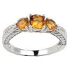 Natural Yellow Citrine 925 Sterling Silver Ring Women Round Shape 3stone Crystal November Birthstone Gift R158GCN8557247
