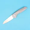 High-end Flipper Knife D2 Satin Blade TC4 Titanium Handle Ball Bearing Washer EDC Pocket Knives Outdoor Gear with Nylon Bag