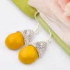 Boucles d'oreilles pendantes en argent 925, bijoux de noël, pierre porte-bonheur, jaune naturel, JADE, cadeau, 2 pièces/Lot, E0453