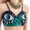 stage wear women performance bra brief sets out wear sequined eyes bra and sexy lips shorts girl hip hop clothing female costumes