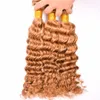 # 27 Blonde Deep Wave Bundles de tissage de cheveux brésiliens 3pcs Armure bouclée Bundles de cheveux blonds Honey Blonde Extension de cheveux brésiliens