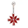 Högkvalitativ CZ Flower Sexy Belly Ring Dangle Piercings Bell Button Ringar Crystal Navel Dancing Ring Kvinnor Piercing Smycken för Kvinnor