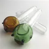 3,7 pouces Mini pipe de tabac en verre coloré avec brun vert avec jolie piche de cochon à la main pour l'herbe sèche