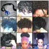 Short human hair ponytail with bang clip in high afro kinky curly human hair drawstring ponytail hair extension for black women 120g