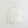 Filles robe de princesse enfants broderie fleurs demi manches robe de soirée 2017 printemps nouveaux enfants col rond dentelle crochet falbala dr7305840