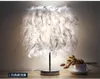 Feather table lamp bedroom bedside lamp simple modern romantic creative European Princess marriage room warm warm warm bedside lamp