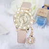 Fashion Lady Dress Diamond Watches Luxury Swan Pendant Wristwatches Women Leather watch Crystal hours gold Wristwatch