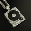 Wholesale- DJ Phonograph Big Pendant Necklace Men Jewelry Hiphop Chain Gold Silver Plated Music Hip Hop Rock Rap Necklaces Mens Jewellery