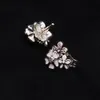 EDELL 2017 Nuovo 925 orecchini in argento sterling Mix smalto fioriture poetiche con orecchini di cristallo Stud compatibile con regalo gioielli delle donne 6021