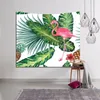 Tropischer Tenture-Flamingo-Wandteppich, Dschungelpflanze, Blätter, Wandbehang, Dekoration, bedruckter Polyesterstoff, Wildtier-Hintergrundkunst