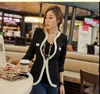 Heiße Frauen Schwarz Weiß Farbe Langarm Blazer Anzüge Jacke Plus Größe Business Büro Arbeit Freizeit Tragen