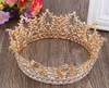 Vintage Wedding Bridal Full Round Crown Tiara Crystal Righestone Headpice Accessoires Gold Bijoux Headress Prom Prom Pageant Tiara
