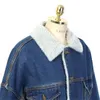 All'ingrosso- Winter Woolen Liner donna plus size Cappotto lungo berbero in pile addensare jeans giacca di jeans sciolto colletto rovesciato capispalla SUN27