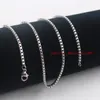 in bulk 5meter /lot wholesale Jewelry Finding Chain silver Stainless Steel 2mm/2.4mm/3mm Box chain marking Women Men