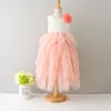 Kids flowers princess dress Stereo Flower Lace Tulle Girls Tutu Dress Sweet Elegant Lace Children Party Dress christmas Dresses C1996