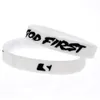 1 PC God First Bracelet En Caoutchouc De Silicone Rempli D'encre Décoration Logo Doux Et Flexible Blanc Taille Adulte