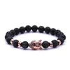 Großhandel Neue handgemachte Diffusor Naturstein Armbänder Frauen Schmuck Charms Vulkangestein Buddha Kopf Perlen für Männer