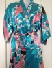 Hot koop zijde satijn bruiloft bruid bruidsmeisje gewaad korte kimono nacht gewaad bloemen badjas peignoir femme mode dressing jurk voor vrouwen