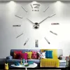 Wholesale-Recommend ! Quartz Diy 3D Wall Clock 20 Inch Large Watch Acrylic Mirror Metal Stickers Clocks Home Decoration1