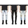 Mens Jeans Slim Fit rippade män Hi-street nödställda denim joggers knähål tvättade förstörda plus s