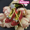 50st/Lot Gold Tone Crystal Dorothy Wizard of Oz Style Brosches Red High Heeled Shoes Brosch Bow and Star Lapel Pin