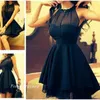 Cheap Navy Blue Prom Dress New Arrival Chiffon Short Cocktail Evening Party Gown Custom Made Plus Size