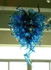 Blauw gekleurde flush-mount plafond kroonluchter lichten bar lobby led hand geblazen glas hanger kroonluchters verlichting (LR051)