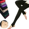 10 pçs barato feminino velo preto moda engrossar inverno elástico soild magro leggings casual atacado tornozelo-comprimento legging de malha