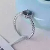 Lyxig ädelsten Vigselring 5 * 7mm 0.7 CT Naturlig mörkblå Sapphire Ring Solid 925 Sterling Silver Sapphire Ring för tjej