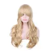 Synthetic Wigs Woodftival Long Blonde Curly Wigs Natural Hair Wig Blond Fiber Synthetic Wigs with Bangs Good Quality