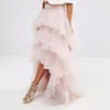 Magnifique jupe en tulle rose clair superposée à plusieurs niveaux pour femmes gonflées jupes tutu robes de soirée formelles bon marché jupes longues hautes et basses sur mesure