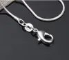 Collar de cadena de serpiente de plata de ley 925 para mujer, cierres de langosta, cadena suave, joyería de moda, tamaño 1mm, 16, 18, 20, 22, 24 pulgadas