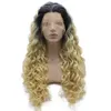 Long Curly 613 Blond Heat Friendly Fiber Hair Ombre Lace Front Wig