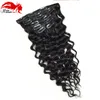 Deep Curly Clip In Human Hair Extensions Mongolian Virgin Human Hair African American Clip In Extensions 10 "-26" Clip In