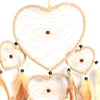All'ingrosso- Acchiappasogni a forma di cuore marrone rosso appeso a parete con decorazione di ornamenti di perle di piume