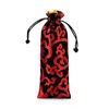 Lengthen Rich Flower Cloth Drawstring Bag Chinese Silk Brocade Jewelry Necklace Gift Pouch Ox Horns Comb Trinket Storage Pocket 50pcs/lot