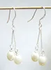 10Pairs/lot White Fashion Dangle Chandelier Pearl Earrings Silver Hook For DIY Jewelry Gift Craft C020 Free Ship