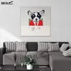 100% Handmade Cute Chihuahua Dog Oil Painting on Canvas Modern Cartoon Animal Lovely Pet Paintings For Room Decor2661