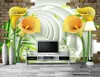 Flores 3d Stereoscopic Wallpaper Murale Soggiorno Divano TV Sfondo Seamless Wallpaper Non tessuto Pintura Decorativa