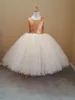 Ouro Lantejoulas Vestidos de Meninas 2017 com Jewel Neck e Tutu Saia Real Fotos Princesa Meninas Vestido de Aniversário Até O Chão