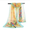 Factory Wholesale Woman Scarf Silk Brand Luxury Flower Butterfly Ladies Chiffon Scrawl Flower Printed Wrap Scarf Beach Cover 160*50cm