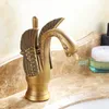 Antique Swan Faucet Full Copper Vintage Basin Faucet European Style Swan Water Tap Bathroom Sink Faucets Brass Finish Deck Mounted6279871