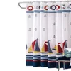 Rideaux de douche pour bateau à voile Style d'été rideaux de bain à rayures bleu marine nautique rideau de douche en tissu polyester imperméable avec 3008130