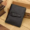 Mode Crocodile Head Grain Plånböcker äkta läder Kvalitet Cross Vertical Hidden Pocket Card Holder Plånbok Gratis frakt