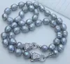 Zestaw 12-13 mm South Sea Barok Silver Grey Pearl Necklace18 "Bransoletka 7.5-8"