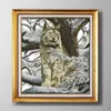 Snow Leopard Artwork Decor Home Malowanie ręcznie robione narzędzia do rzemieślniczego ściegu haftowe Zestawy robót igłowych zliczone druk na płótnie DMC 14CT /11CT