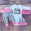 Baby Ins Set di abbigliamento natalizio Xmas Deer Top T-shirt Moose Pagliaccetto Leggings Pantaloni Pantaloncini Cappello Fascia per neonato Letetr Stampa Abiti B1862